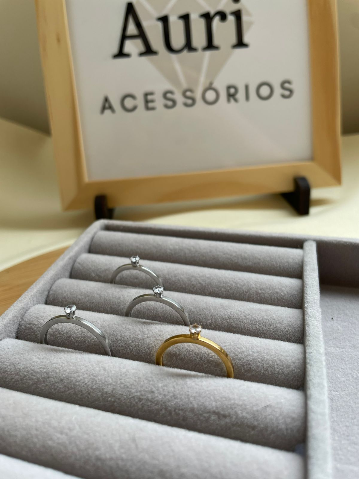 Anel solitário - Aço inox Ouro 18k