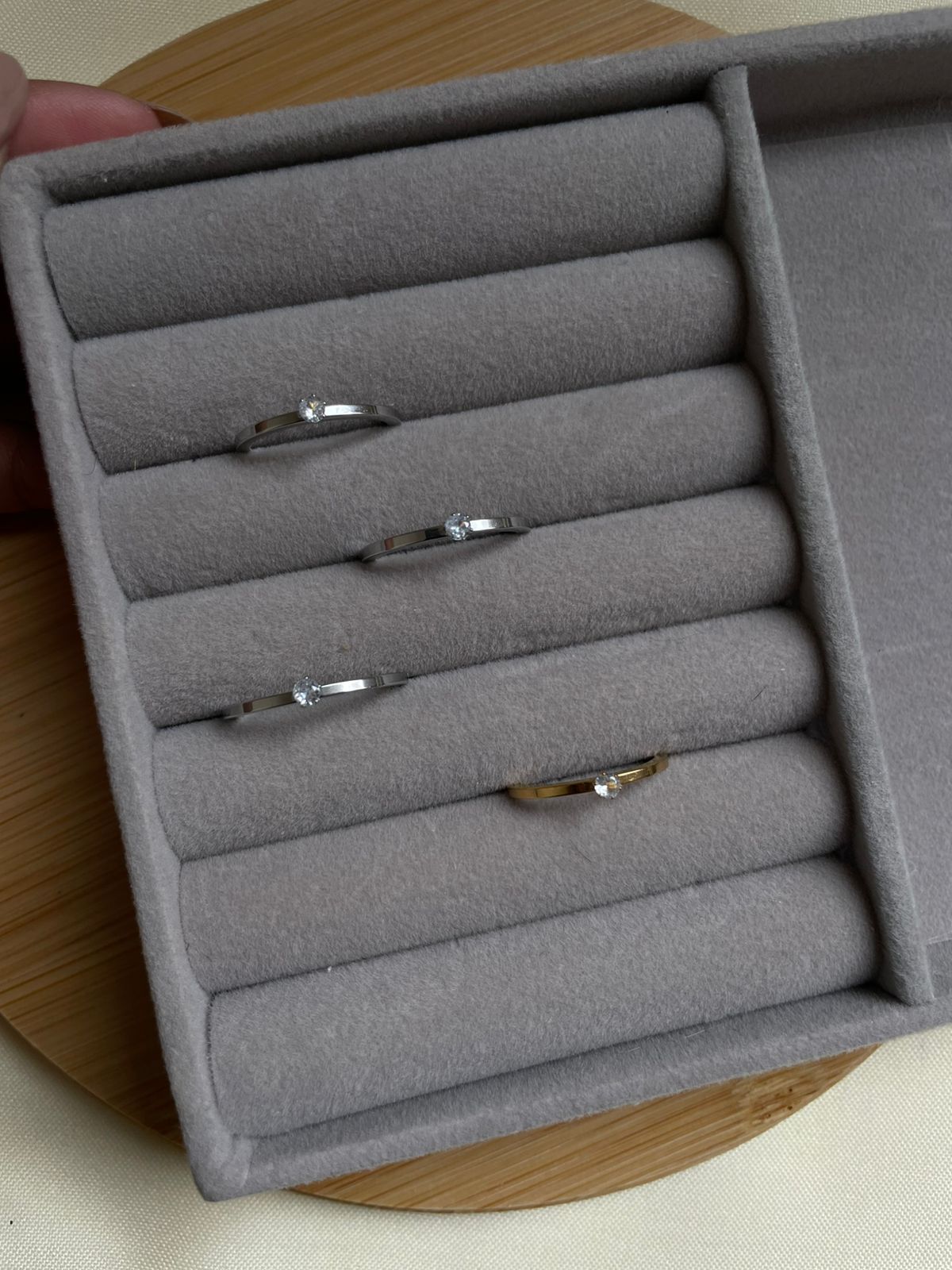 Anel solitário - Aço inox Ouro 18k