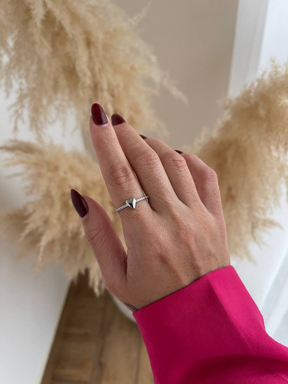 Anel Coração Liso Aro c/ Zircônia Prata