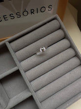 Anel Ajustavel Redondo Central Diamantado