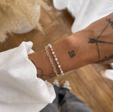 Pulseira Dupla elos corações + perolas