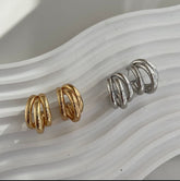 Argola Tripla Texturizada - Dourada