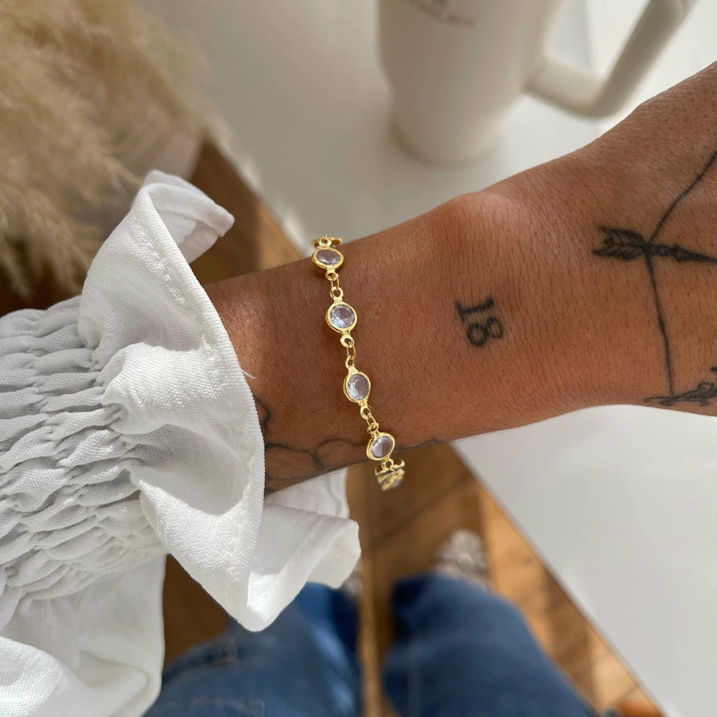 Pulseira Ponto de Zircônias Dourado