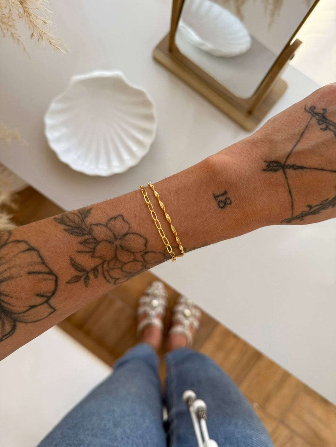 Pulseira dupla cartier + torcida Dourada